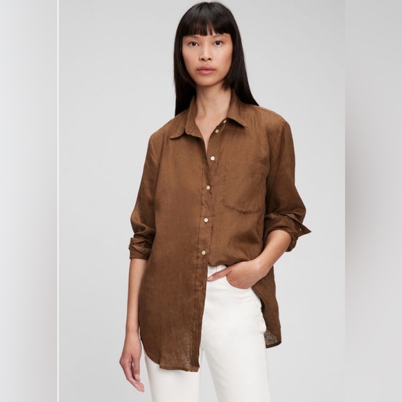 Gap Linen Boyfriend Shirt - Picture 2 of 6